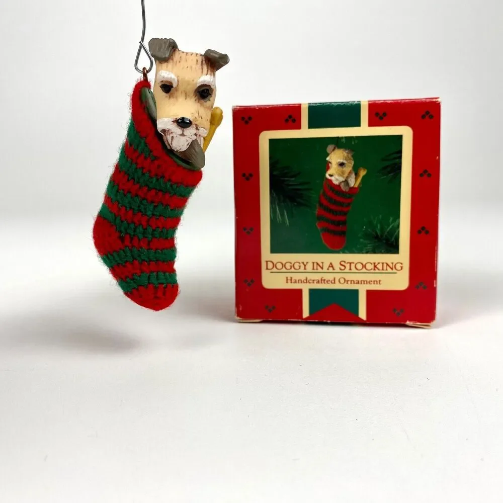 Hallmark Doggy In A Stocking Christmas Ornament Keepsake 1985 Puppy Dog Sock